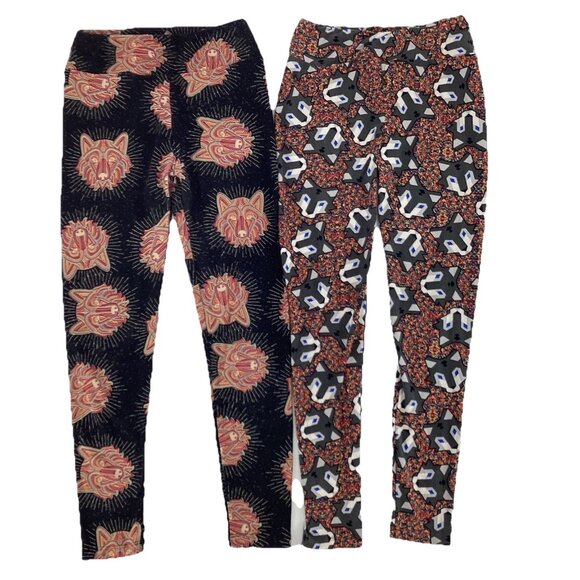 Wolf print women's leggings cactus sunset L bright colorful desert - Picture 1 of 7